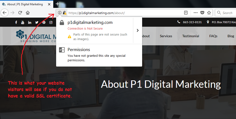 No SSL Certificate on a website